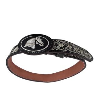 Kids Black and White Embroidered Belt